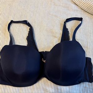 Cacique 42DD smooth lightly lined Balconette bra with optional cross-back blue